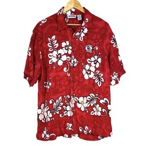 Spike Sports Oklahoma Sooners Hawaiian Camp Shirt Mens XL Red floral OU Fan